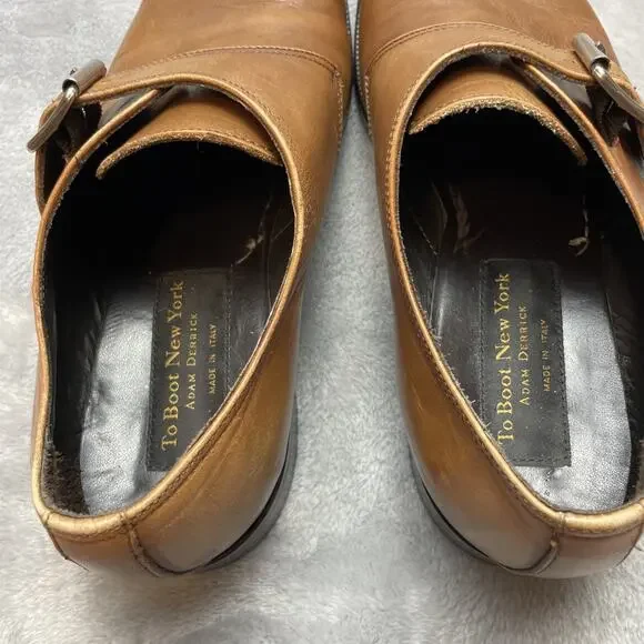 To Boot New York Monk Strap Oxford Dress‎ Shoes Mens 10 Caramel Brown Leather